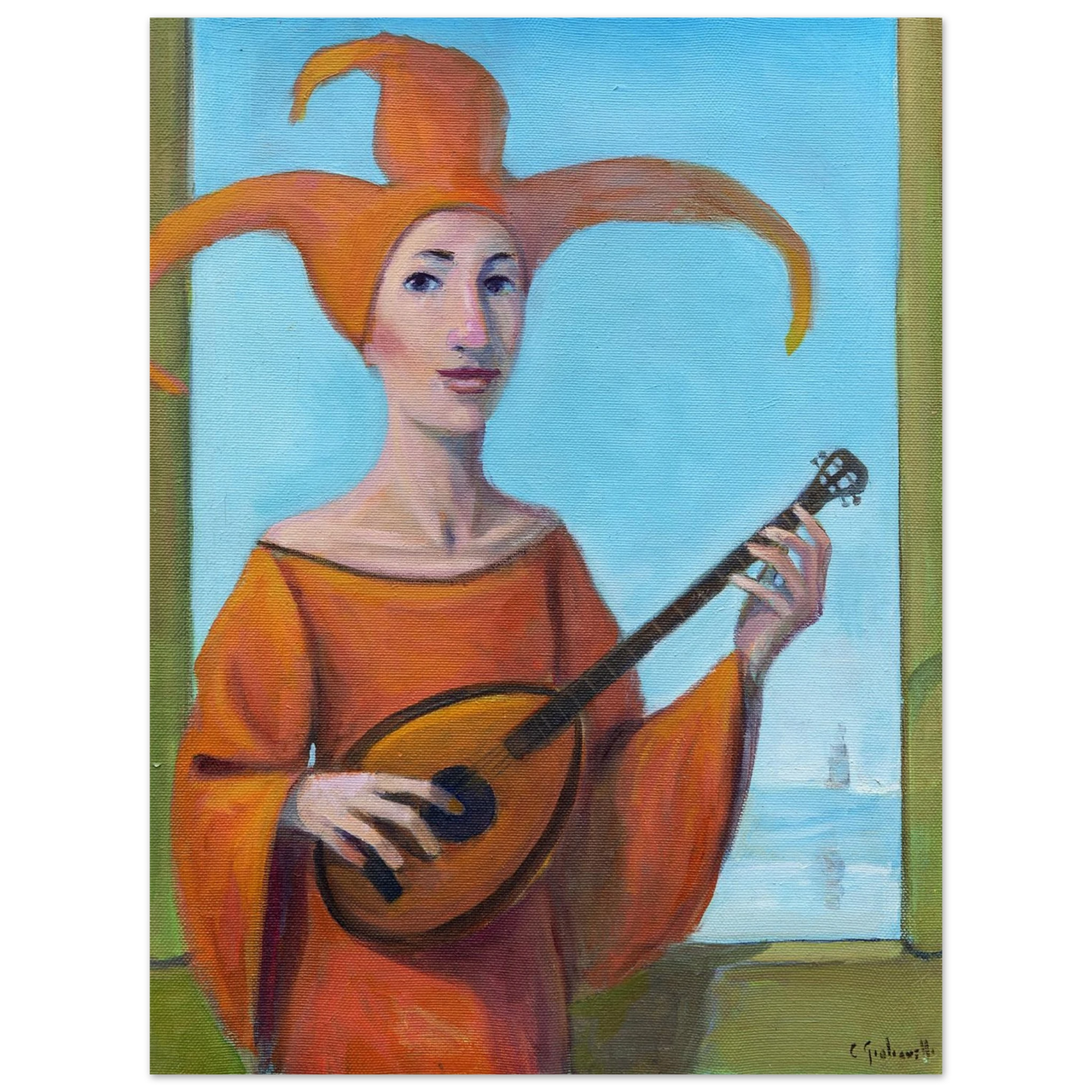 La suonatrice della torre sul lago - Micol Art Gallery