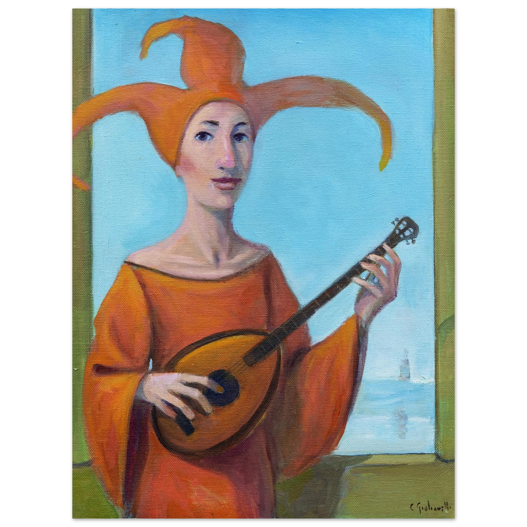 La suonatrice della torre sul lago - Micol Art Gallery