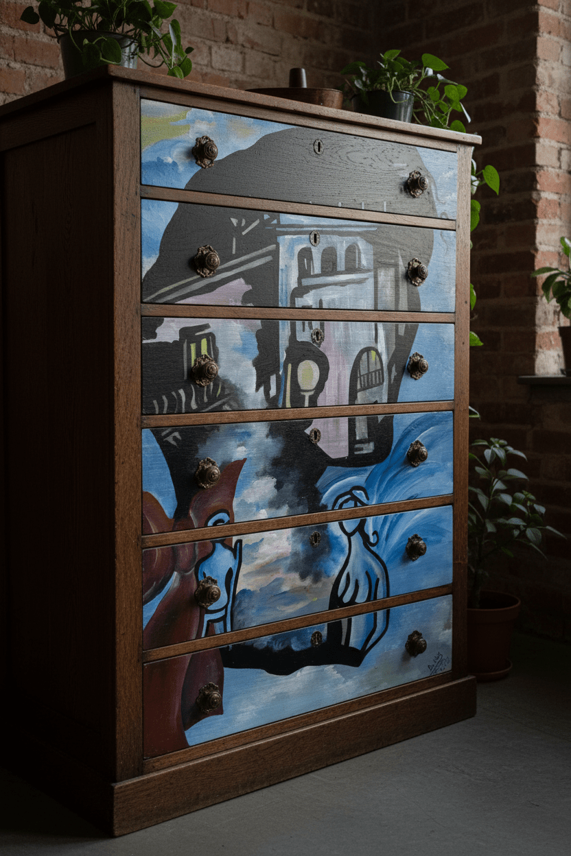 L'incontro - Cassettiera Antica Restaurata - Progetto su Misura - Micol Art Gallery