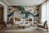 Living room with artistic wallpaper