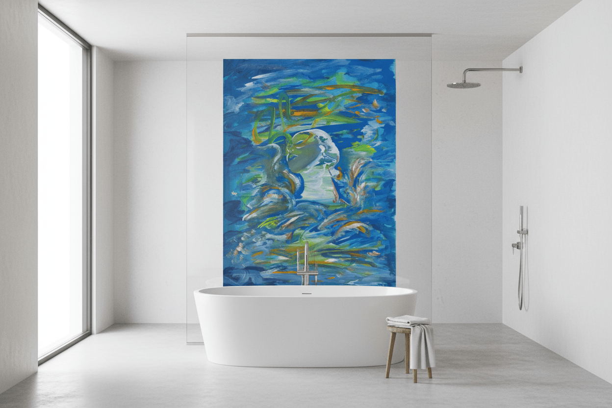 Paraschizzi Vasca da Bagno in Vetro con Opera d'Arte - Progetto su Misura (€2500/mq) - Micol Art Gallery