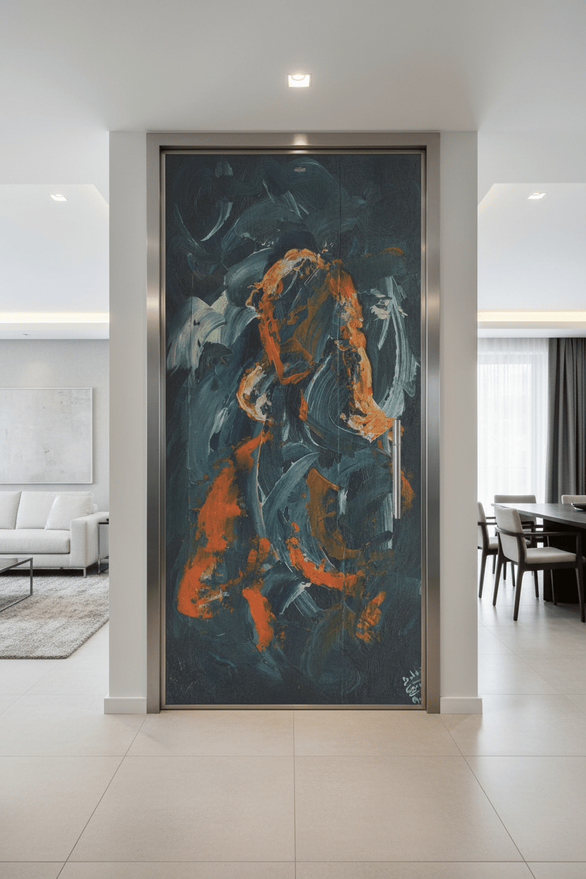Porta in Vetro con Opera d'Arte - Progetto su Misura (€2500/mq) - Micol Art Gallery
