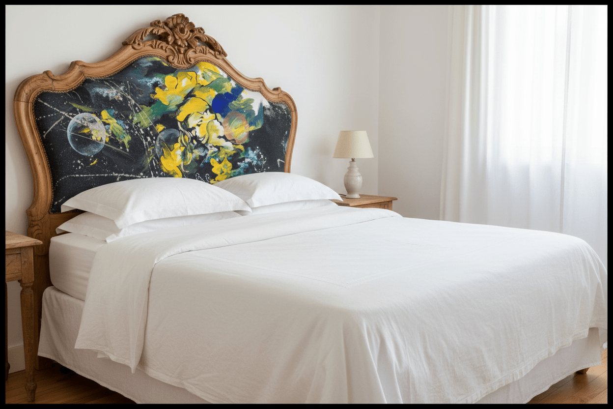 Quattro - Testiera Vintage con Tessuto Artistico - Progetto su Misura - Micol Art Gallery