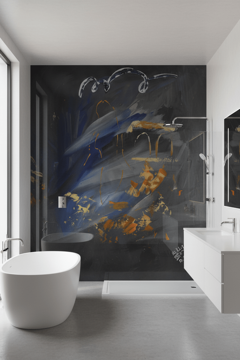 Rivestimento Bagno in Vetro con Opera d'Arte - Progetto su Misura (€2500/mq) - Micol Art Gallery