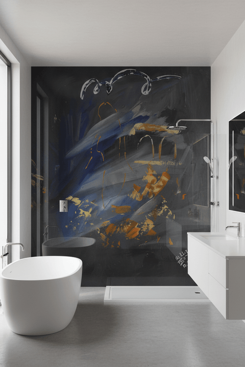 Rivestimento Bagno in Vetro con Opera d'Arte - Progetto su Misura (€2500/mq) - Micol Art Gallery